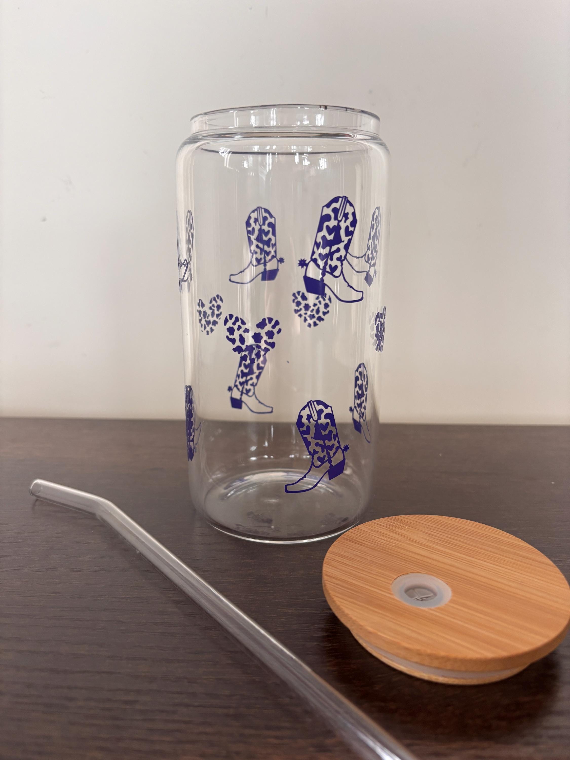 Cowgirl boots and cow print hearts glass/plastic tumbler