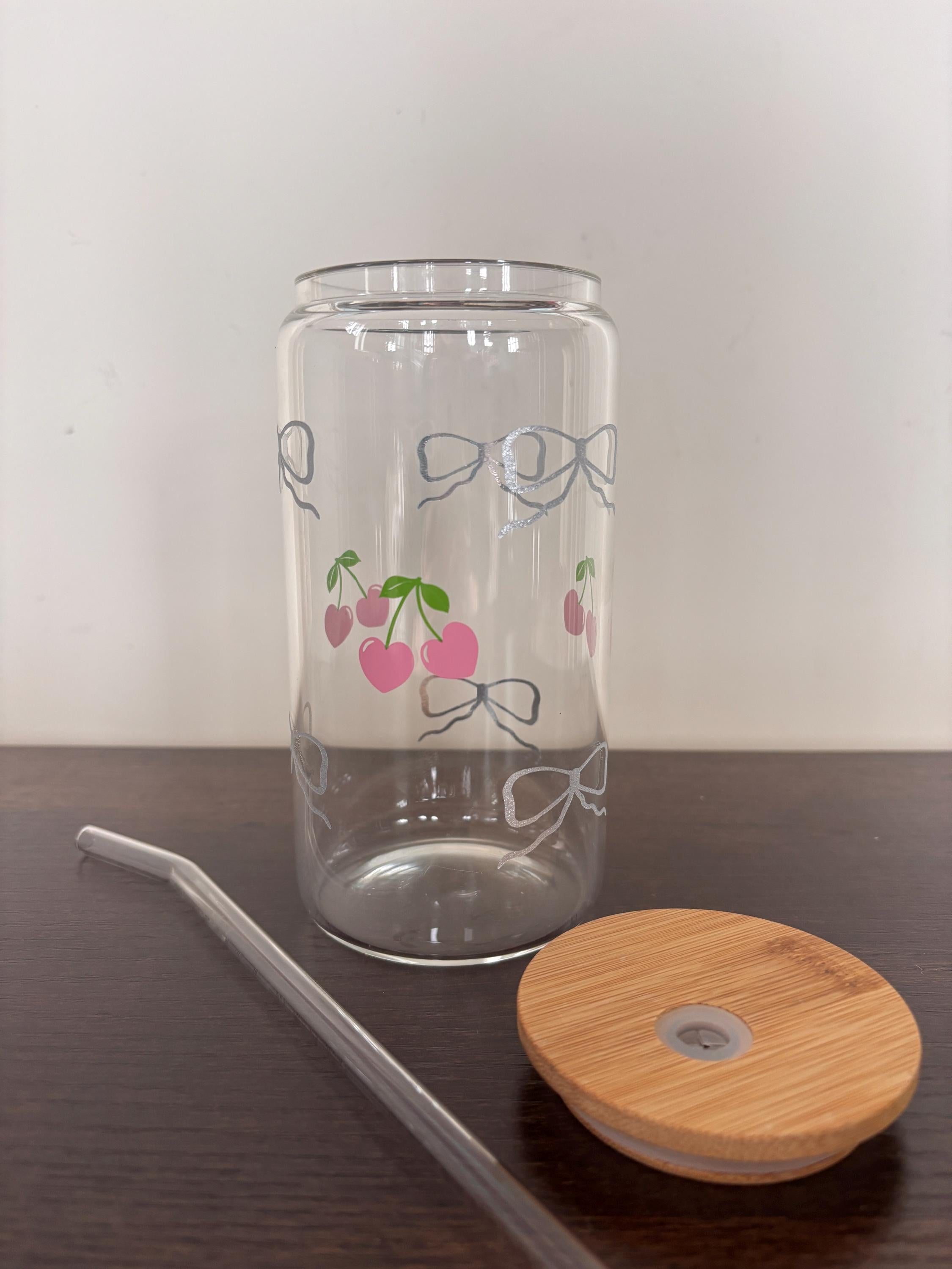 Cherry and bows glass/plastic tumbler