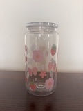 Pink & Cute 16oz Glass or Plastic Tumbler with Lid and Straw – Aesthetic Gift for Her