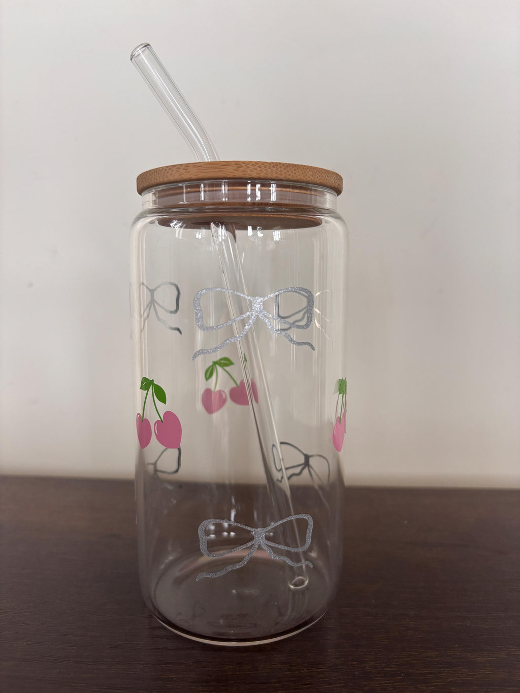 Cherry and bows glass/plastic tumbler