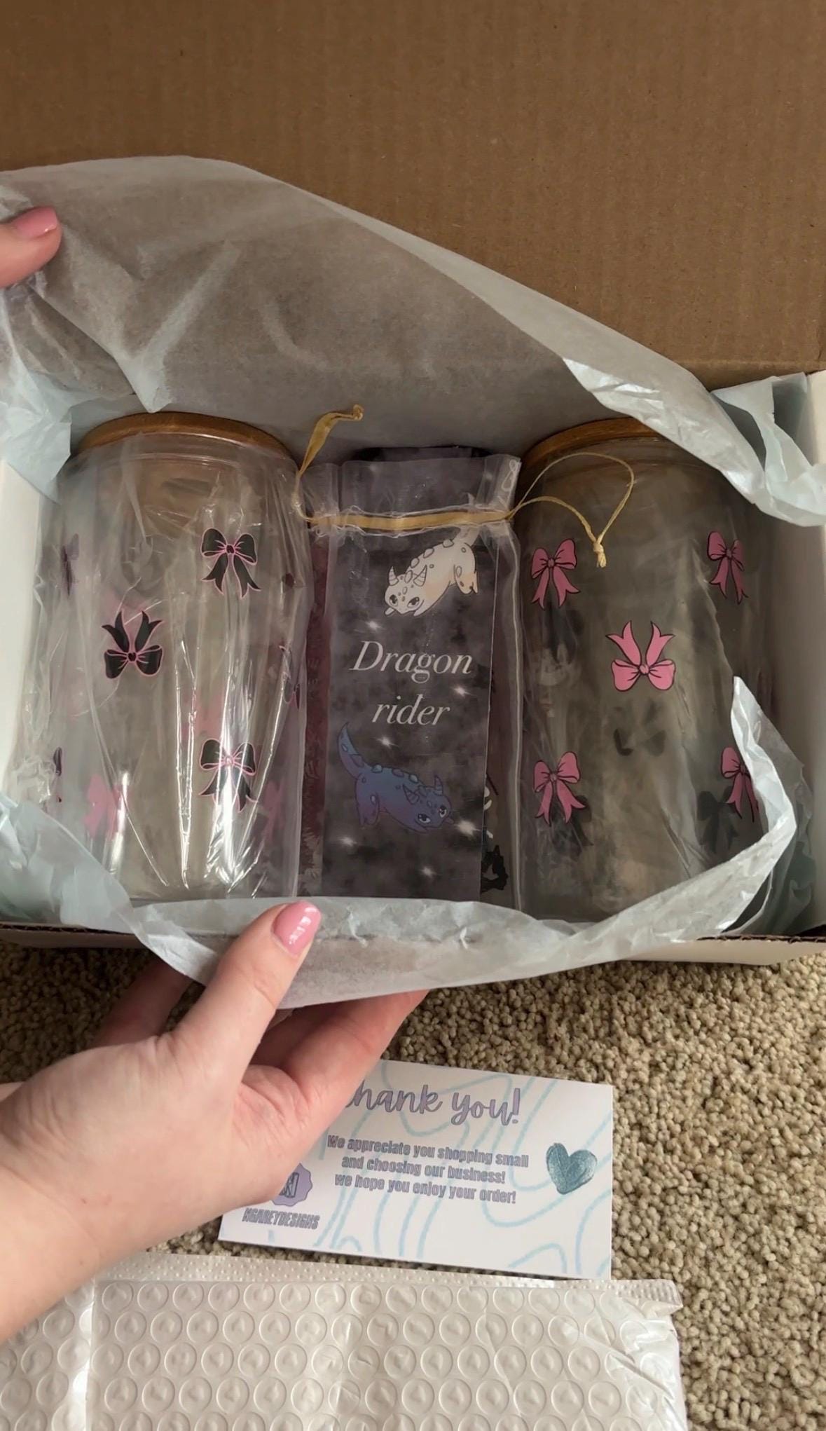 Customizable Bundle Box: Glass Cups, Stickers, Bookmarks, Logs, Keychain