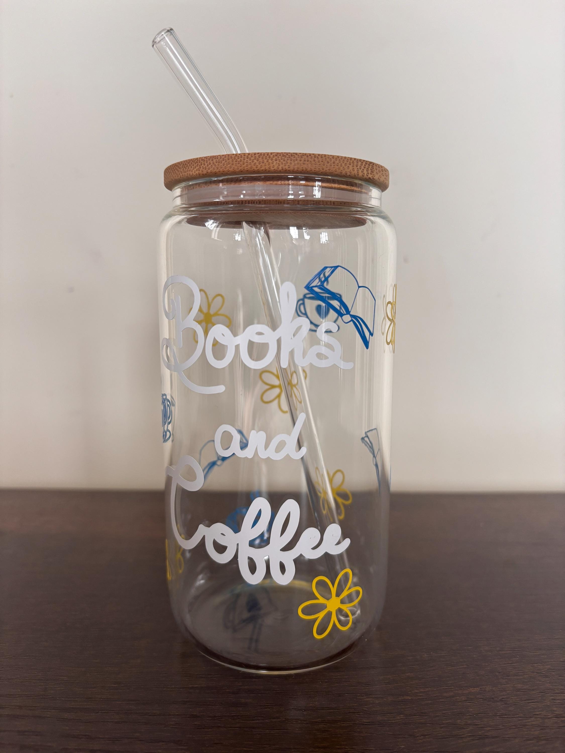 Books and Coffee glass/ plastic tumbler