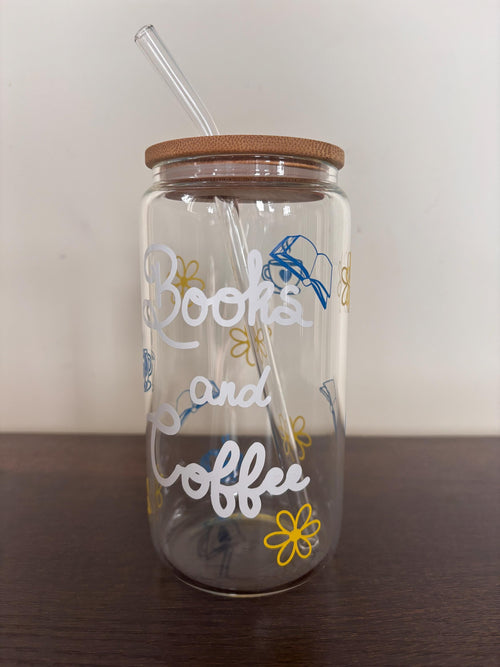 Books and Coffee glass/ plastic tumbler