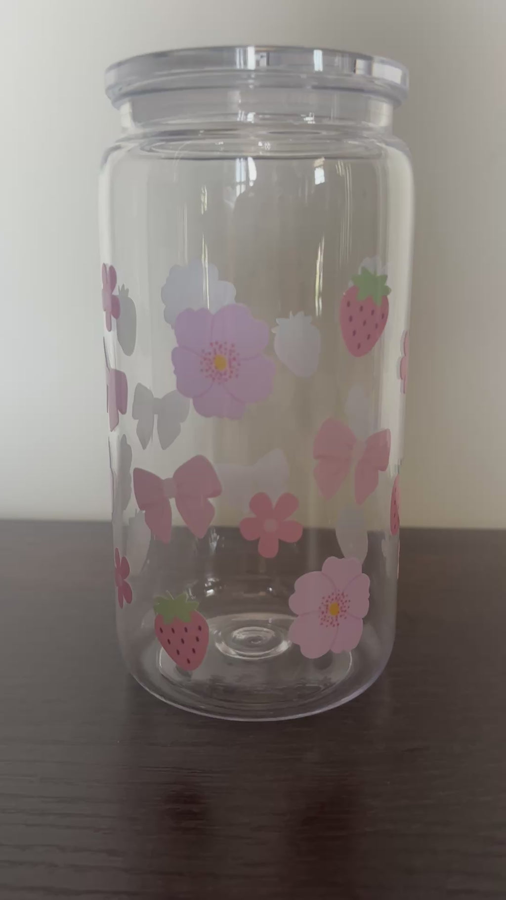Pink & Cute 16oz Glass or Plastic Tumbler with Lid and Straw – Aesthetic Gift for Her
